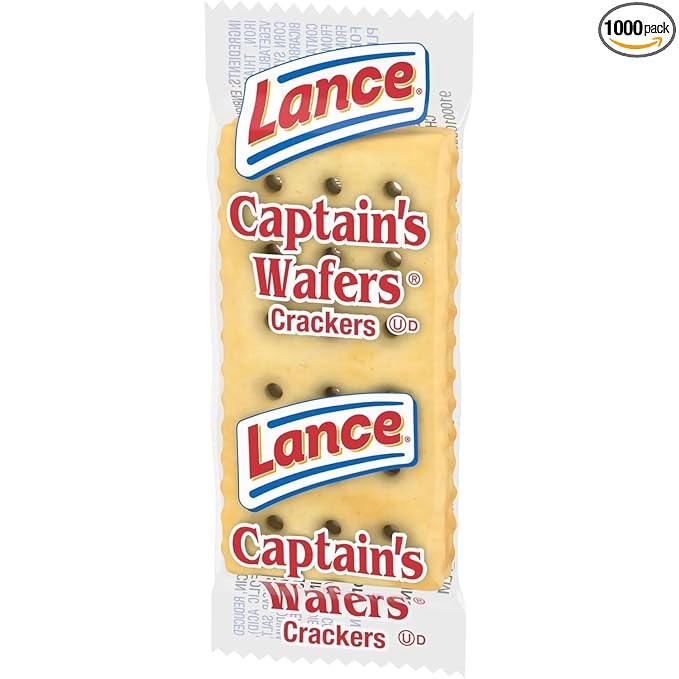 Crackers, Lance Captain Wafers Original Flavor, Two per Pouch, 0.23 oz Each, Cheese and Soup Crackers, Original Flavor, Options:(1000 Pack)