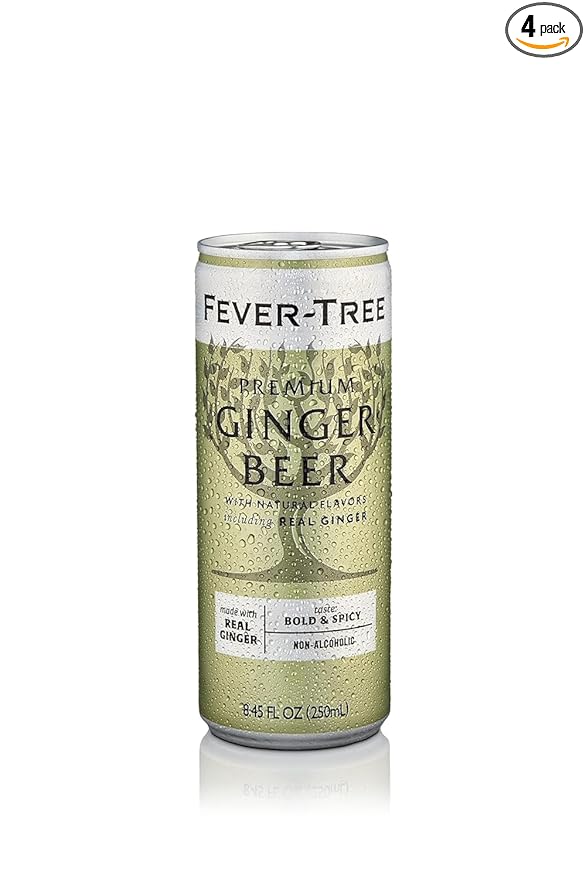 Fever-Tree Ginger Beer – Premium Mixer for Cocktails and Mocktails, 8.45 fl oz Cans, Pack of 4 – Naturally Sourced, Non-GMO