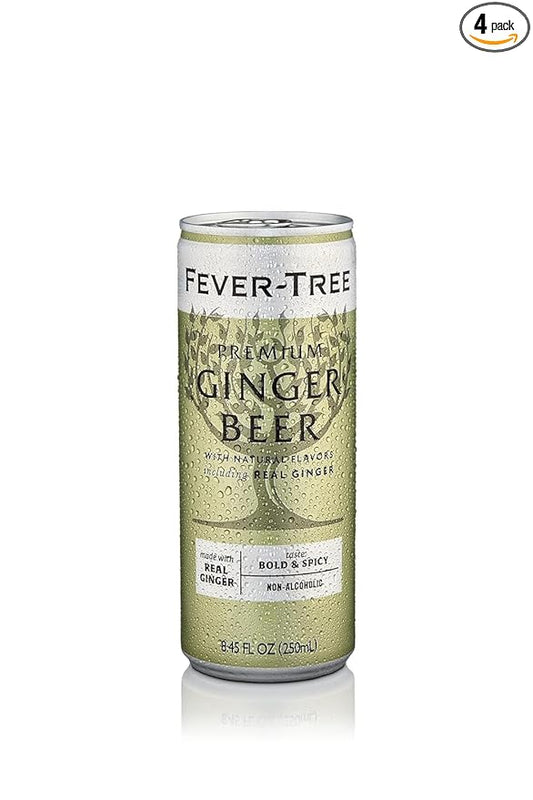 Fever-Tree Ginger Beer – Premium Mixer for Cocktails and Mocktails, 8.45 fl oz Cans, Pack of 4 – Naturally Sourced, Non-GMO