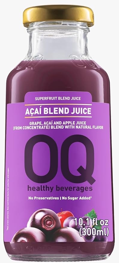 OQ Healthy Beverages Brazilian Açaí Juice, 100% Pure Blend | Antioxidant Superfruit Drink | Naturally Energizing Taste | 10.14 fl oz (Pack of 12)