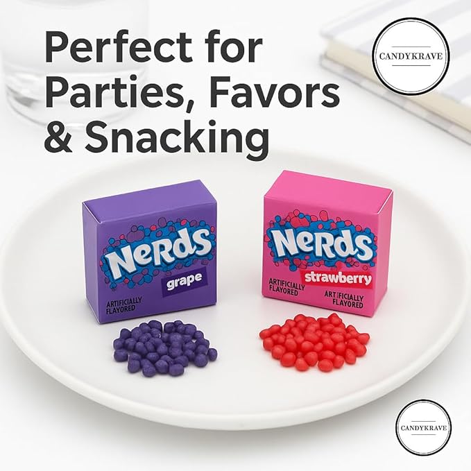 Wonka Nerds Gummy Clusters - Grape & Strawberry - 1 lbs Individually Mini Candy Boxes - Valentines & Easter Treat Pack - Classic & Delicious Gummy Candy for Movie Nights, Birthdays, Pantry