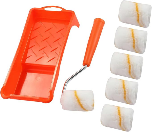 Paint Roller, 2 Inch Small Fine Finish Paint Roller Kit with Tray - Mini Roller Frame,Microfiber Roller Covers,Mini Acrylic Fiber Trim Brush House Decoration Painting