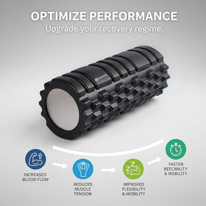Strong Foam Roller - Deep Tissue Medium Density Muscle Massager with Myofascial Trigger Point Release, Back Massage Roller for Soreness and Mobility 13 x 5.5 Inch