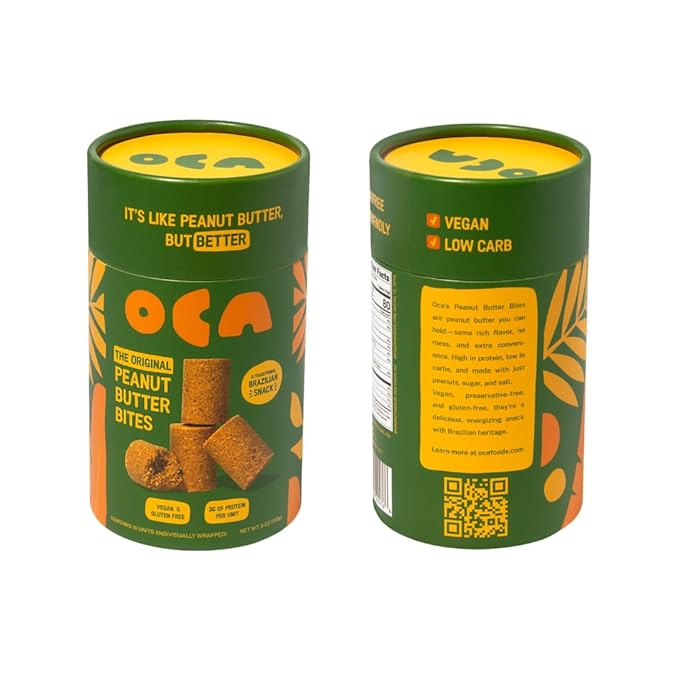 OCA Peanut Butter Bites - 2 pack - 20 Individual Servings - Organic ingredients and 30g of Protein per pack. Vegan, Gluten-Free, Keto-Friendly, Low Carb, Plant-Based Protein. Only Three Ingredients - 10oz