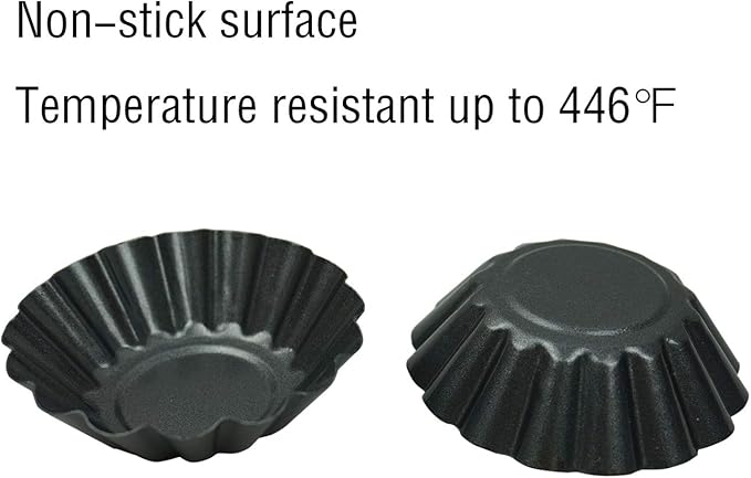 Proshopping 12 Pack Egg Tart Pan, Non-stick Carbon Steel Tartlet Tins, Mini Pie Mould, Muffin Cupcake Pudding Baking Cup Maker - for Pies, Chinese Egg Tart, Cakes (Big Size 3"x 0.9")