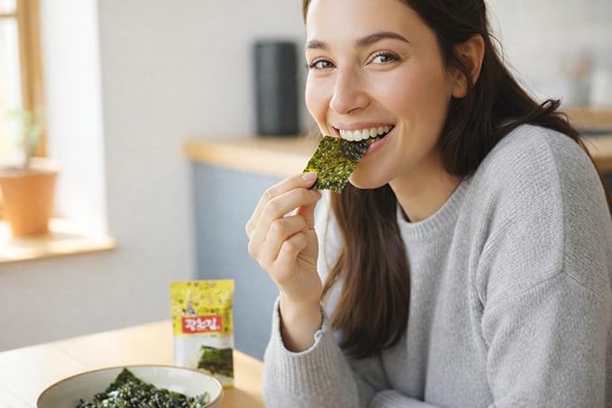 Kim Nori Gold Kim Roasted Seasoned Seaweed Snacks 4g ( 0.14 oz ) - 12 Packs Kim Nori Snack