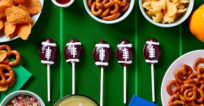 Football Lollipops Candy 20 Pack, Artificial Dye Free, Game Day Party Favors, Tailgate Snacks, Sports Party Supplies, Strawberry Flavor