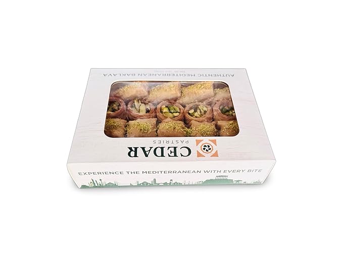 Cedar Pastries 19-Piece Baklava Assortment – Pistachio, Cashew & Walnut | Handmade Mediterranean Pastries | Kosher & Halal Certified | Small Gift Box