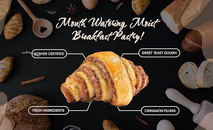 Cinnamon Rolls | Cinnamon Buns | Breakfast Pastry | Approx 20 Rugelach Pastries Cinnamon Croissants | Preservative Free & No Coloring Added | Dairy & Nut Free | 19 oz Stern’s Bakery