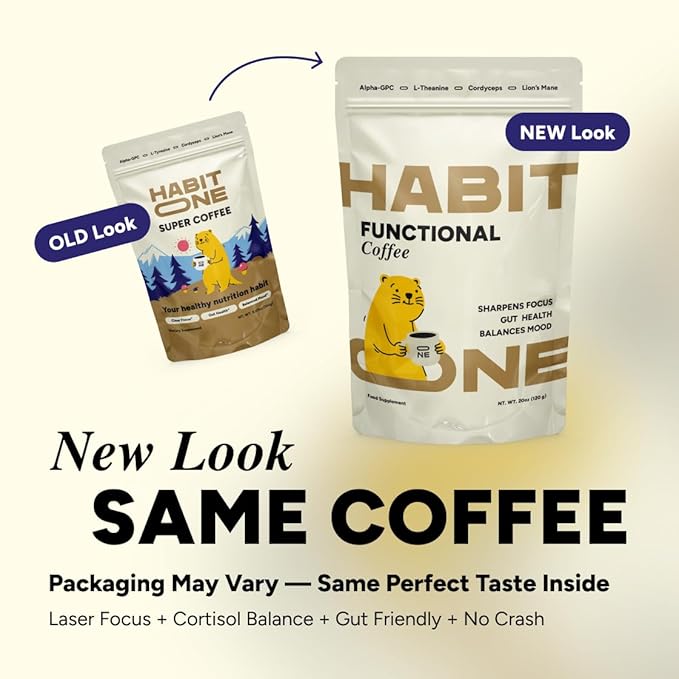 Jitters-free Mushroom Coffee Made in USA - Great Taste - Smooth Energy - No Bloating with Lion’s Mane, Cordyceps, Reishi, Chaga – Alpha-GPC & L-Tyrosine, B12 & B3 – 30 Servings