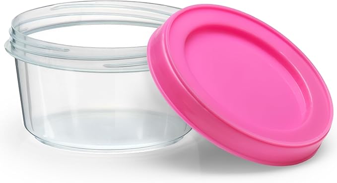 DecorRack 8 Pack - 7 oz Plastic Food Storage Containers with Screw Lids, BPA-Free, Reusable Stackable Jars for Portion Control, Snacks, Travel, Kitchen, Freezer, Art and Craft (Assorted Color)