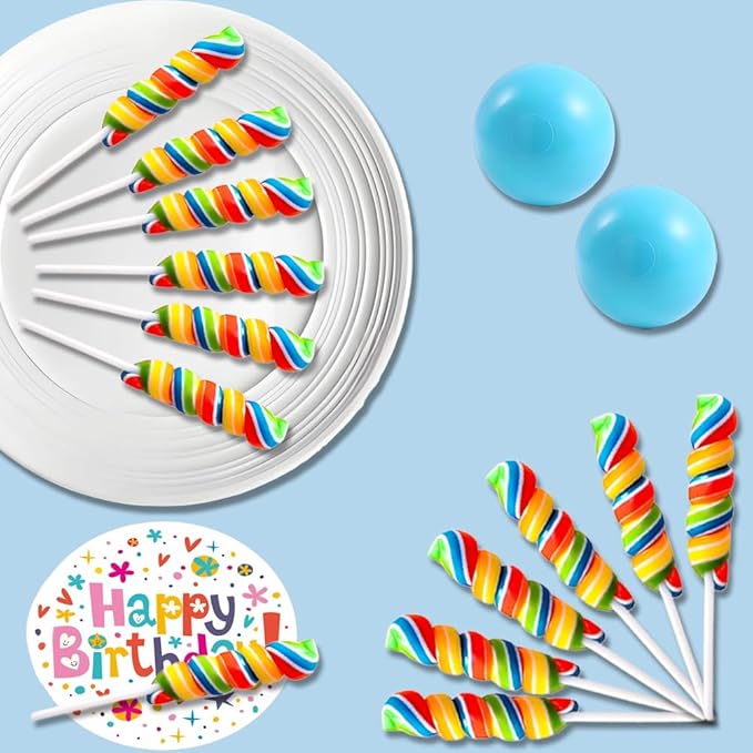 DAMAICHUHAI Rainbow Lollipops - 48 Count Individually Wrapped Bulk Lollipops | Perfect Birthday Party Favors for Kids & Candy for Goodie Bags，Party Favor Candy