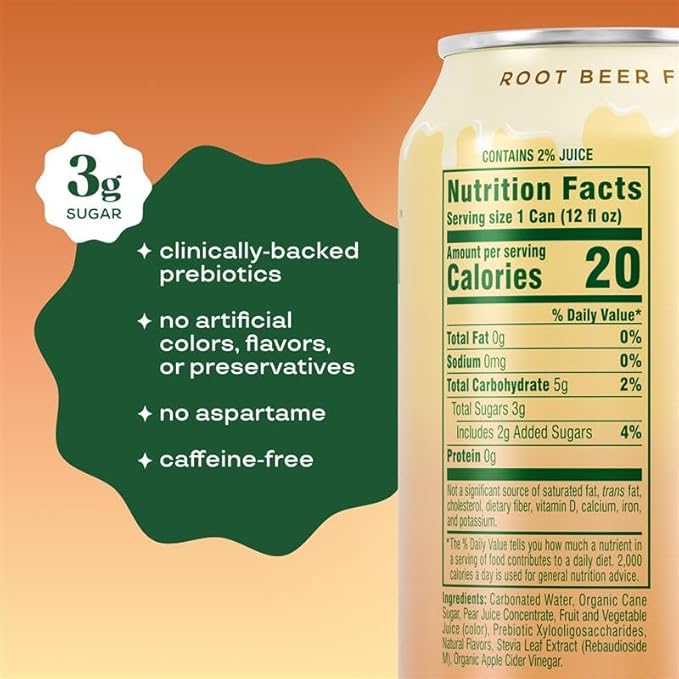 Bloom Pop Prebiotic Soda 12 Pack, Rootbeer Float Flavor, 12oz Cans | Prebiotic Soda for Gut Health, Low Calorie Soda, No Caffeine, Healthy Soft Drink Alternative