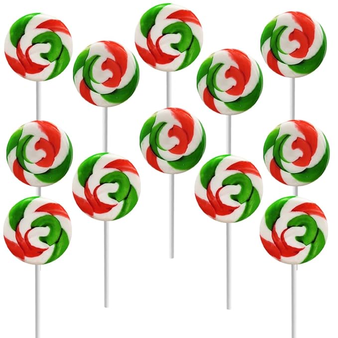 Fruidles 48-Pack Christmas Twist and Swirl Lollipop, Mixed Fruit Flavor, Individually Wrapped Lollipops, 2" Inch Twist and Swirl Suckers (48-Pack)