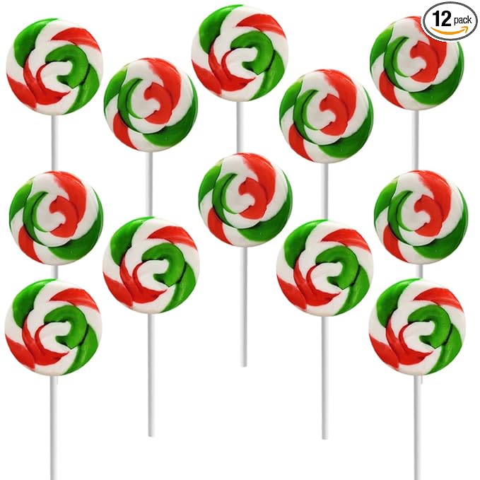 Fruidles Christmas Round Swirl Lollipop, Mixed Fruit Flavor, Individually Wrapped Lollipops, 17 gram, 2" Inch Round Suckers (144-Pack)