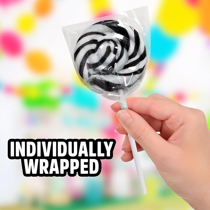 Black and White Swirl Lollipops,50pcs Pack of Suckers Individually Wrapped, Ideal Candy Lollipops for Kids’ Parties, Gift Bags and Celebration Decorations, Tasty Lollipop Candy that Everyone Will Love