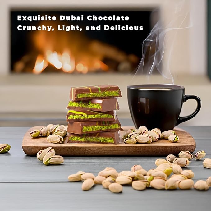 UniqBite Dubai Chocolate Bar Pistachio, Crunchy Loaded Viral Knafeh Chocolate Bar with Pistachio Cream and Kataifi (7 Ounces)