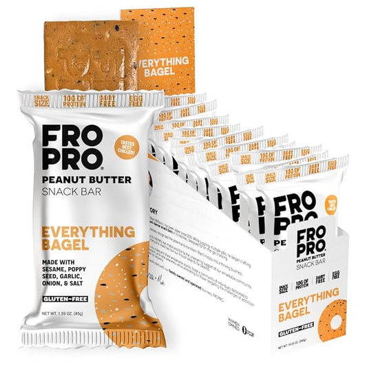 FROPRO Snack Bars - Plant Based Protein Bars, All-Natural, Gluten, Dairy, & Soy Free, High Protein Bars with Low Calories | Everything Bagel, 12 Pack