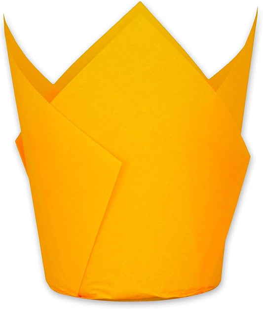 MyBakning Orange color Large size Tulip Baking Cups 2-1/4"(Base diameter) x 4"(Wall height) Parchment paper baking cupcake Muffin liners, Case of 130 pcs