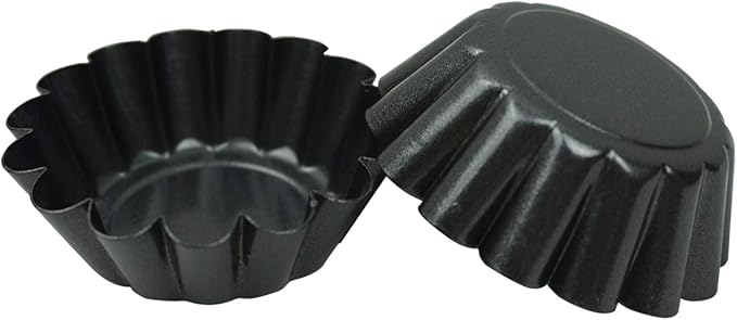 Proshopping 12 Pack Mini Tart Pan, Non-stick Carbon Steel Tart Molds, Pie Mould, Muffin Cupcake Pudding Maker - for Pies, Chinese Tart, Cakes (Size 2.6"x0.9")