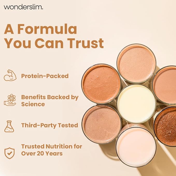 WonderSlim Meal Replacement Shake, Chocolate Salted Caramel, 15g Protein, 24 Vitamins & Minerals, Gluten Free, Low Carb (7ct)