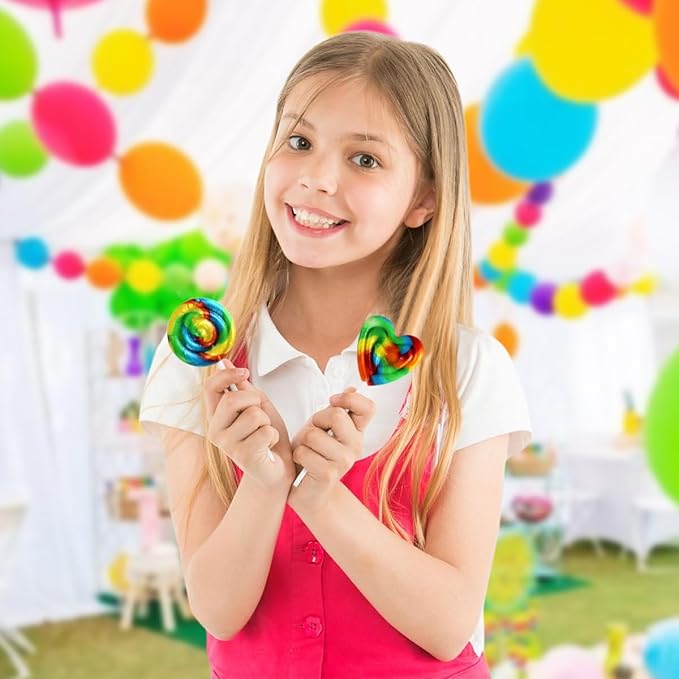 Carnival Lollipops Rainbow Twist, Swirls, and Round Lolly-pops Unicorn Party Favors - Individually Wrapped Rainbow Candy Suckers & Lollipops Great for Birthday Parties, Pinata, 50 Count