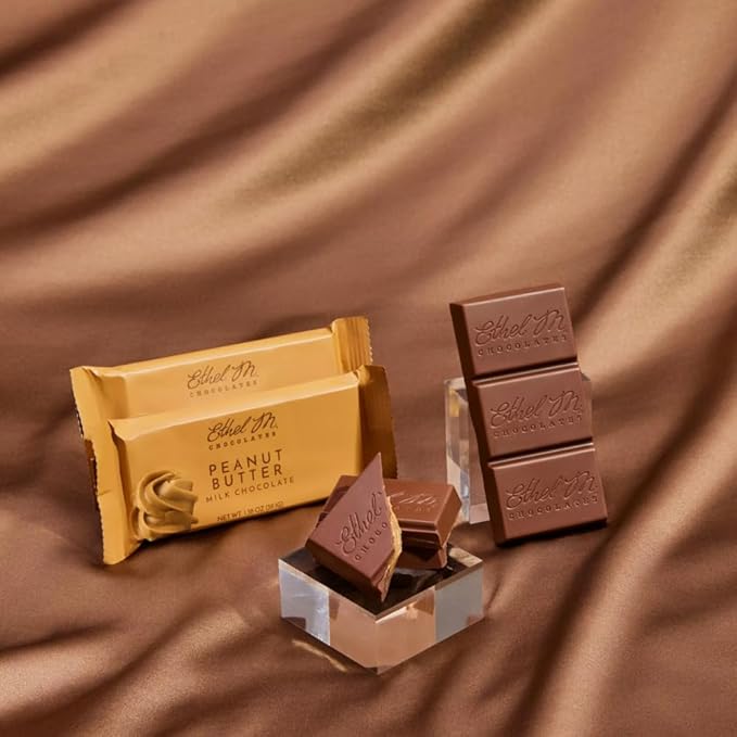Ethel M Chocolates Premium Milk Chocolate Peanut Butter Filled Bars, Individually Wrapped Chocolate Candy Bars, for Gifting, Holidays & Everyday Indulgence (24 Pieces)