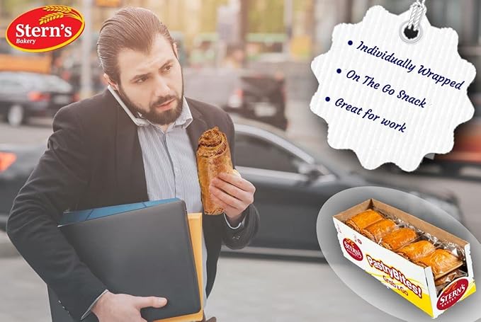 Stern’s Bakery Cinnamon Danish | 3 Oz Breakfast Danish Pastries | Vending Machine Snacks | 18 Individually Wrapped Pastries | Lunchbox Snacks | Dairy Free & Nut Free Snack | Kosher