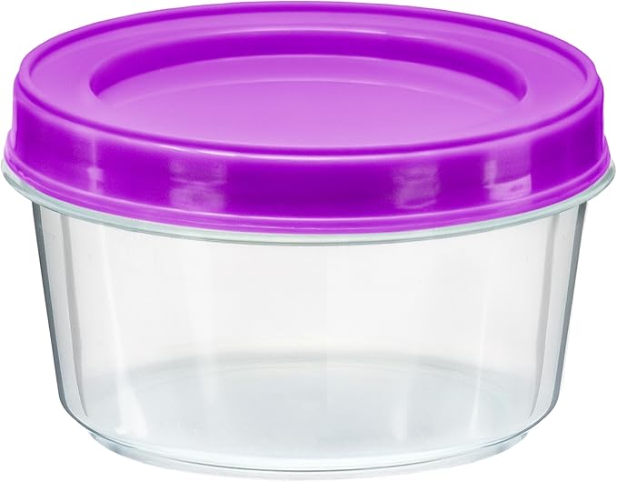 DecorRack 8 Pack - 7 oz Plastic Food Storage Containers with Screw Lids, BPA-Free, Reusable Stackable Jars for Portion Control, Snacks, Travel, Kitchen, Freezer, Art and Craft (Assorted Color)