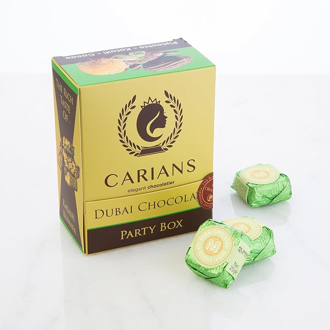 CARIANS One Bite Size Dubai Chocolate, 10 Pcs. Individually Wrapped Chocolate, Candy with Pistachio and Kataifi, Great for Gift Giving, Anniversary, Valentine's Day
