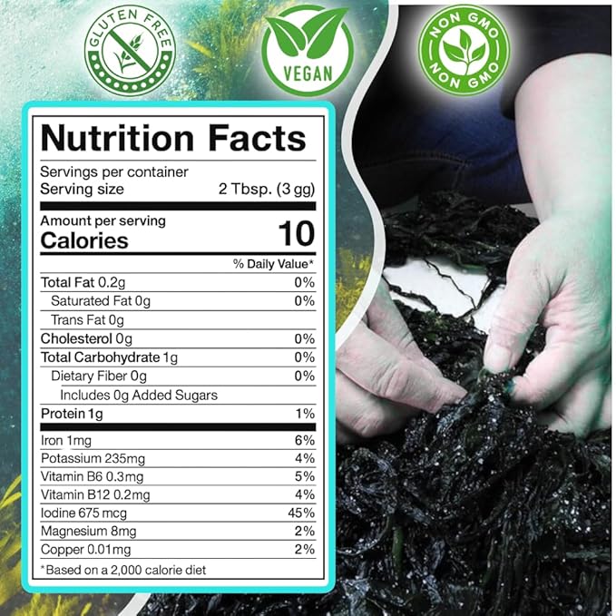 Organic Dulse Flakes – Wild-Harvested Atlantic Seaweed from Maine – Sea Vegetable for Soup, Ramen, Salad & Snacks – Vegan, Gluten-Free, Rich in Iodine & B12 – Ocean’s Balance (3oz, 2-Pack)