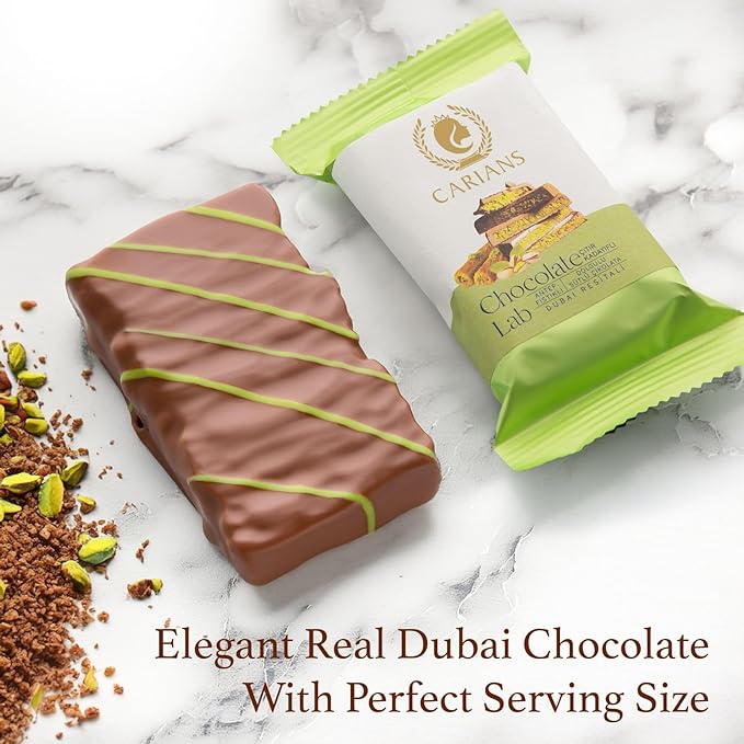 CARIANS Dubai Chocolate Bar with Pistachio, Luxury Chocolate with Crispy Kunafa, Great for Gift Giving, Anniversary, Valentine's Day