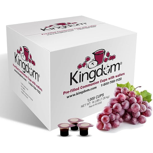 Kingdom Easy Open Prefilled Communion Cup with Wafers(1000ct) Sealed in a Single-Serving Container with Upto 1-Year Shelf Life, Perfect for Holy Eucharist Celebration in Hospitals, Summer Camps