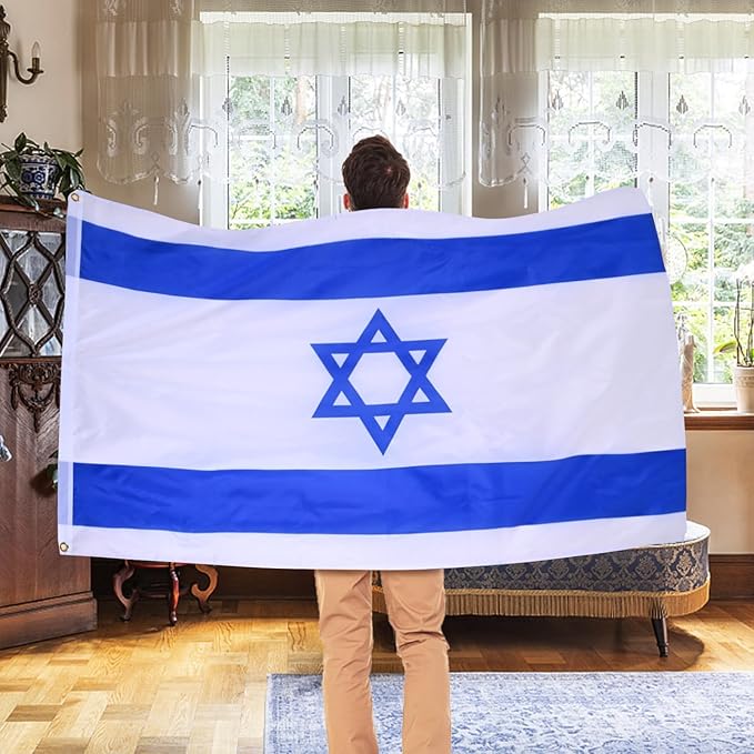 AhfuLife Israel Flags 3 x 5 Ft, Large Israel Flags for Outside - Double Side with Brass Eyelets for Israeli Party Decorations Indoor Outdoor