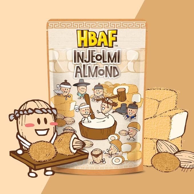 [Official Gilim HBAF] Korean Injeolmi Rice Cake Chocolate Almonds Nut Protein Snack | After-School, Work, Travel Camping Party Sweet Savory Snack | Pre-workout Snack | Korean Souvenir (Injeolmi, 1x120g)