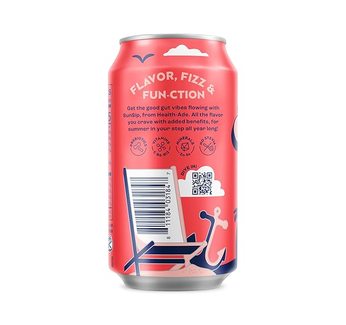 SunSip Prebiotic Soda With Benefits - Gut-Healthy Beverage with Vitamins and Minerals, 25 Calories, Soda Alternative, Naturally Sweetened with 5g of Sugar, 11.5 oz (12 Pack) Strawberry Vanilla