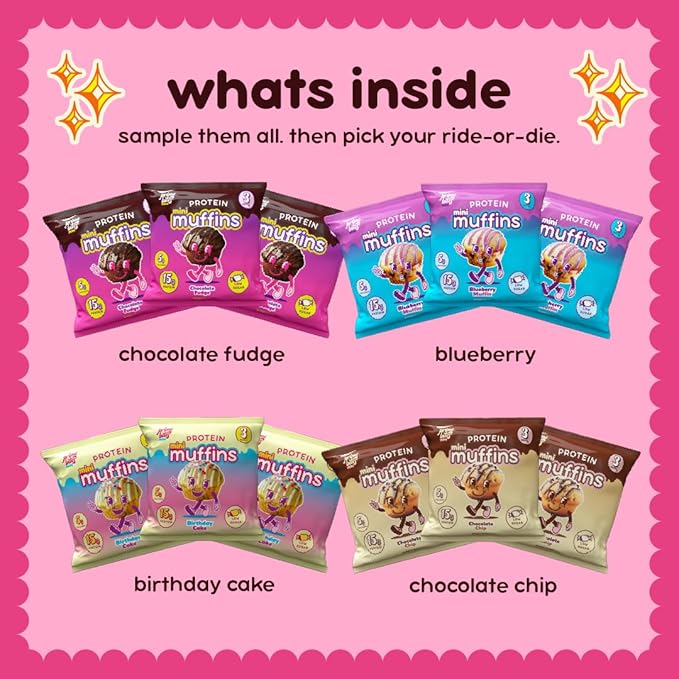 Prime Bites Minis - High Protein Muffin (12 Per Box, Variety Pack) - 15g of Protein, 5g of Collagen, Gluten Free, Low Sugar Treat, Delicious Protein Snack