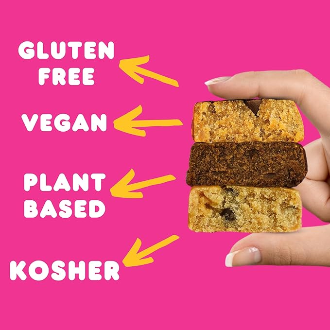 Whoa Dough Best Sellers Edible Cookie Dough Bars- Certified Non-GMO, Kosher and Gluten Free Bars - Healthy Snack Foods - Plant Based Snacks - Real Ingredients - Variety Pack (6 Bars)