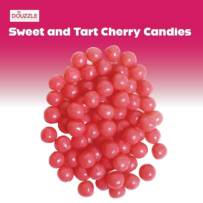 DOUzzle Valentines Day Sweet Treats, Cherry Sours Pink Candy Balls, Bulk Chewy Candies for Machine Refills (2.2 LB, 1 Pack) Party Favor - Gluten & Nut Free, Kosher Parve