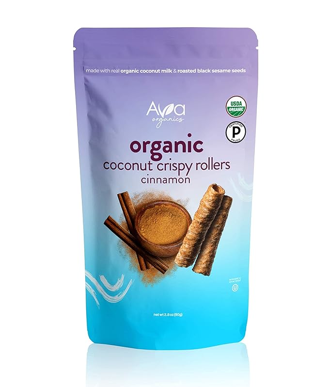 Ava Organics - Coconut Crispy Rollers - Cinnamon (Pack of 4-2.82 oz bags)