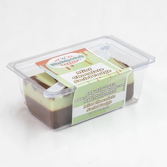 Valley Fudge, Mint Chocolate Swirl, Fresh Artisan Fudge, Real Butter, Gourmet Candy, Half Pound Package