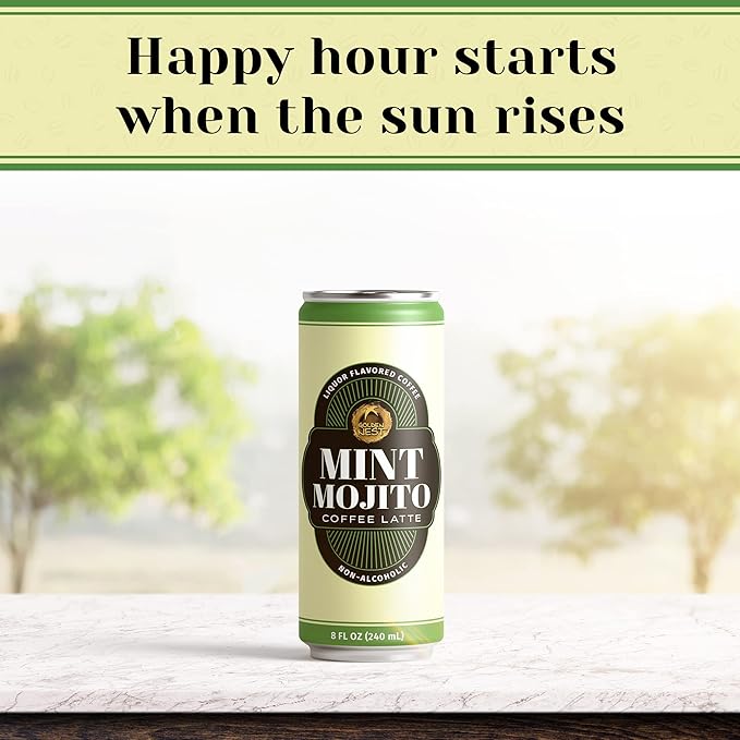 Golden Nest Liquor-Flavored Coffee Latte | Ready to Drink Liquor-Inspired Non-Alcoholic Creamy Beverage | All Natural No Preservatives | 8 Fl Oz Can (Mint Mojito, 8 Fl Oz (Pack of 12))