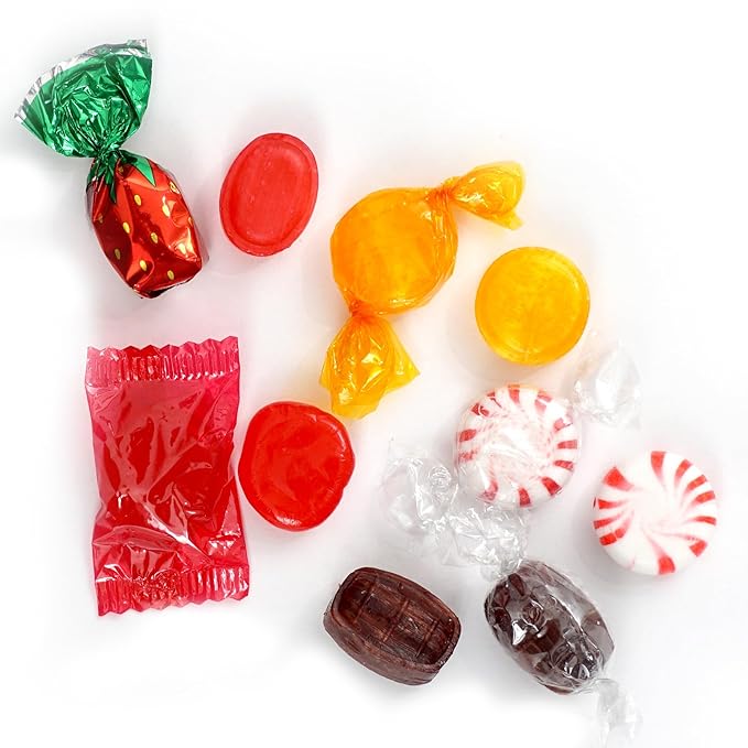 Old Fashioned Hard Candy Assortment, 1 Pound Bulk Candy (Approx. 75 pcs.), Butterscotch, Root Beer Barrels, Strawberry Filled Bon Bons, Cinnamon Discs, Starlight Peppermints