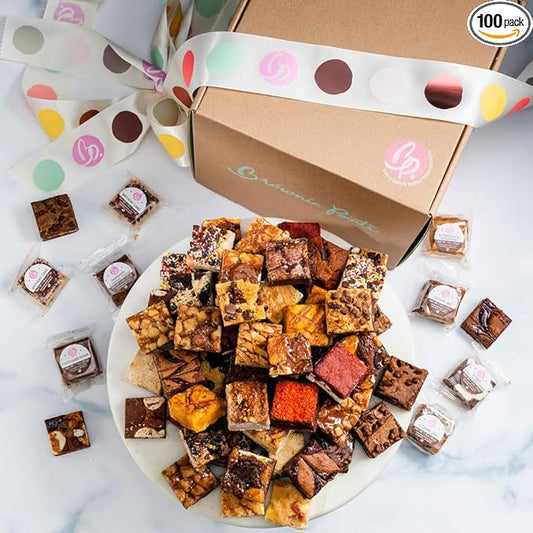 Brownie Points Baby Brownies,100-Individually Wrapped, Fine and Fresh Ingredients, Gift Box and Gifts Baskets for all Occasions, Fudge Chocolate Brownies, Baked from Scratch, Gourmet Sweet Desserts