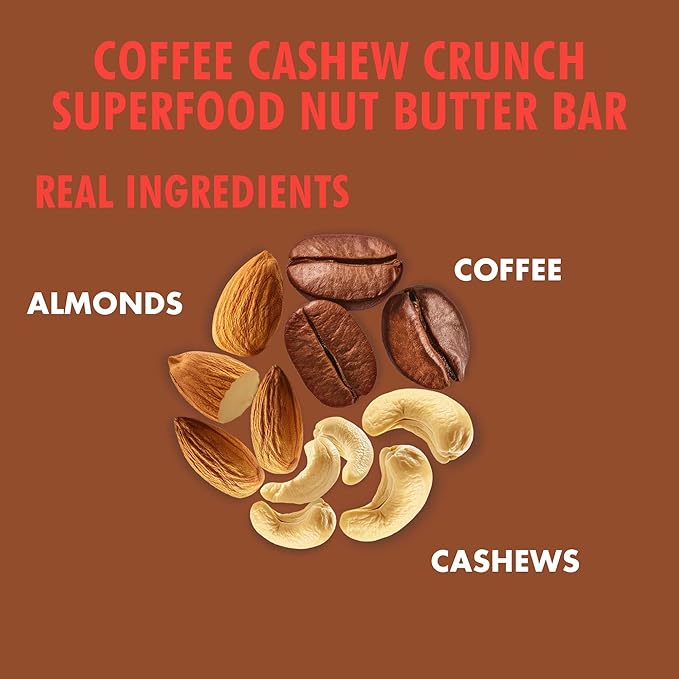 B.T.R. Nation Vegan Keto Plant Based High Protein & High Fiber Bars - Coffee Cashew Crunch Protein+ | 12 Bars | Low Carb & GF, Free of Sugar Alcohols, Dairy, Soy and with Powerful Superfoods!