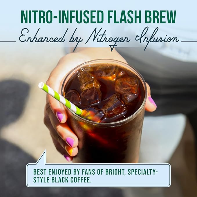 Nitro Flash Brew Coffee, 12-Pack – Organic, Single-Origin Colombian, Bright & Bold, Smooth Nitro Texture, Unsweetened Black Coffee, Ready-to-Drink Cans, 10 oz
