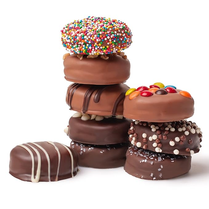 CRAVINGS BY ZOE Valentines Day and Birthday Chocolate Covered Cookies Gift Basket | 12 Count | Kosher Milk & Dark Belgian Chocolate Gourmet Food Gift Box | Birthday, Thank You, Candy Gifting Men Women Him Her Mom