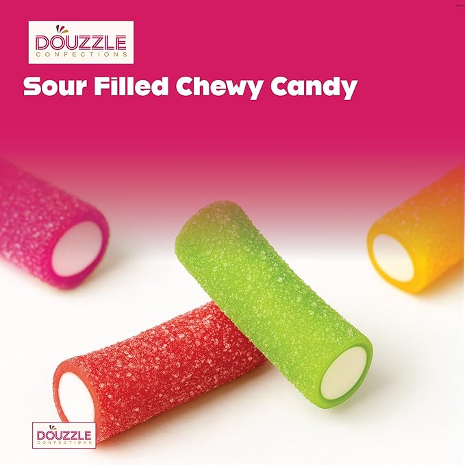 DOUzzle Valentines Day Sweet Treats, Fiddlestix Filled Sour Bites, Oh-So-Strawberry Chewy Licorice Candy (Pack of 1) No Artificial Flavors or Colors, Non-GMO, Vegan - Kosher Parve