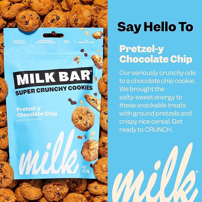Milk Bar Super Crunchy Cookies – Double Chocolate, Pretzel-y & Brown Butter Chocolate Chip | Mini Snack Cookies for Party & On-the-Go | No Artificial Flavors | 3-Pack (4.5oz Each)