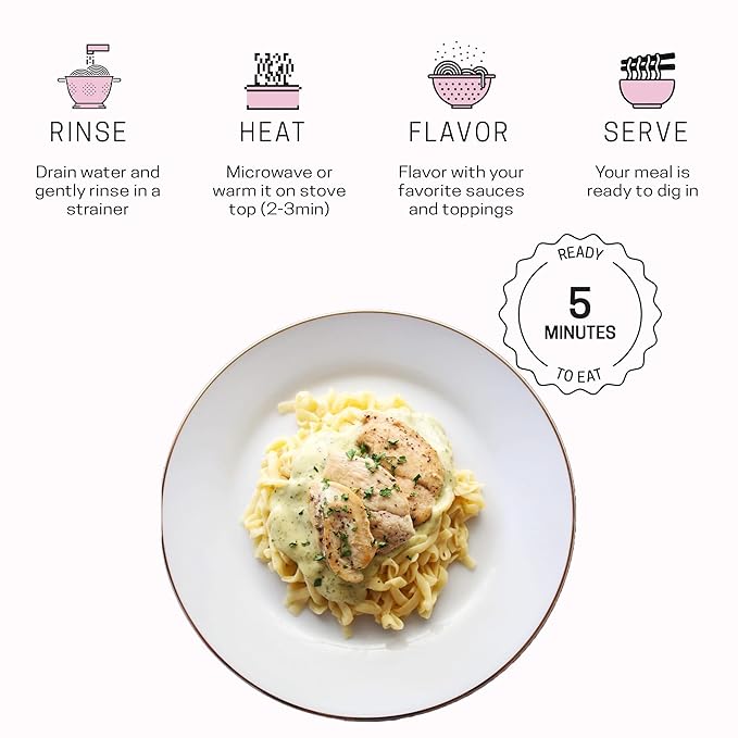 Well Lean Organic Fettuccine, 6-Pack Premium Shirataki Konjac Pasta, USDA Organic, 100% Plant Based, Keto Friendly, Zero Net Carb, Non-GMO, Ready to Eat, Low Calorie, Gluten Free, Vegan, Diet